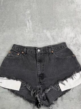 Levi's Black Frayed Denim Cutoff Shorts